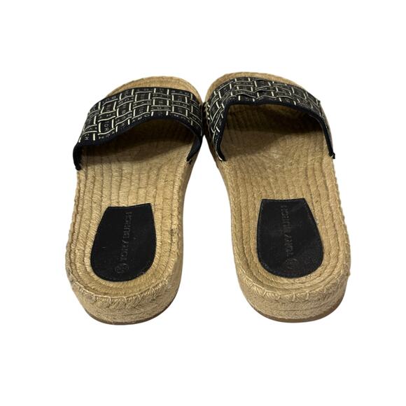 Tory Burch Slide Perfect Herringbone Ribbon Espadrille New - Picture 8 of 9